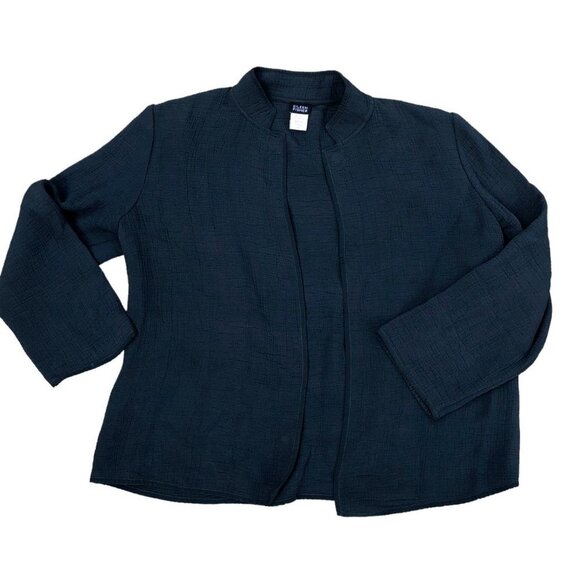 EILEEN FISHER Silk Blend Open Kimono Jacket Womens SMALL Wrinkled Green Designer - Picture 1 of 9
